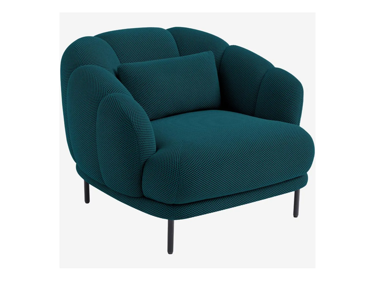 Habitat - Fauteuil en tissu 3D et métal - Bleu canard et noir - Design by Federica Francini - Paraty