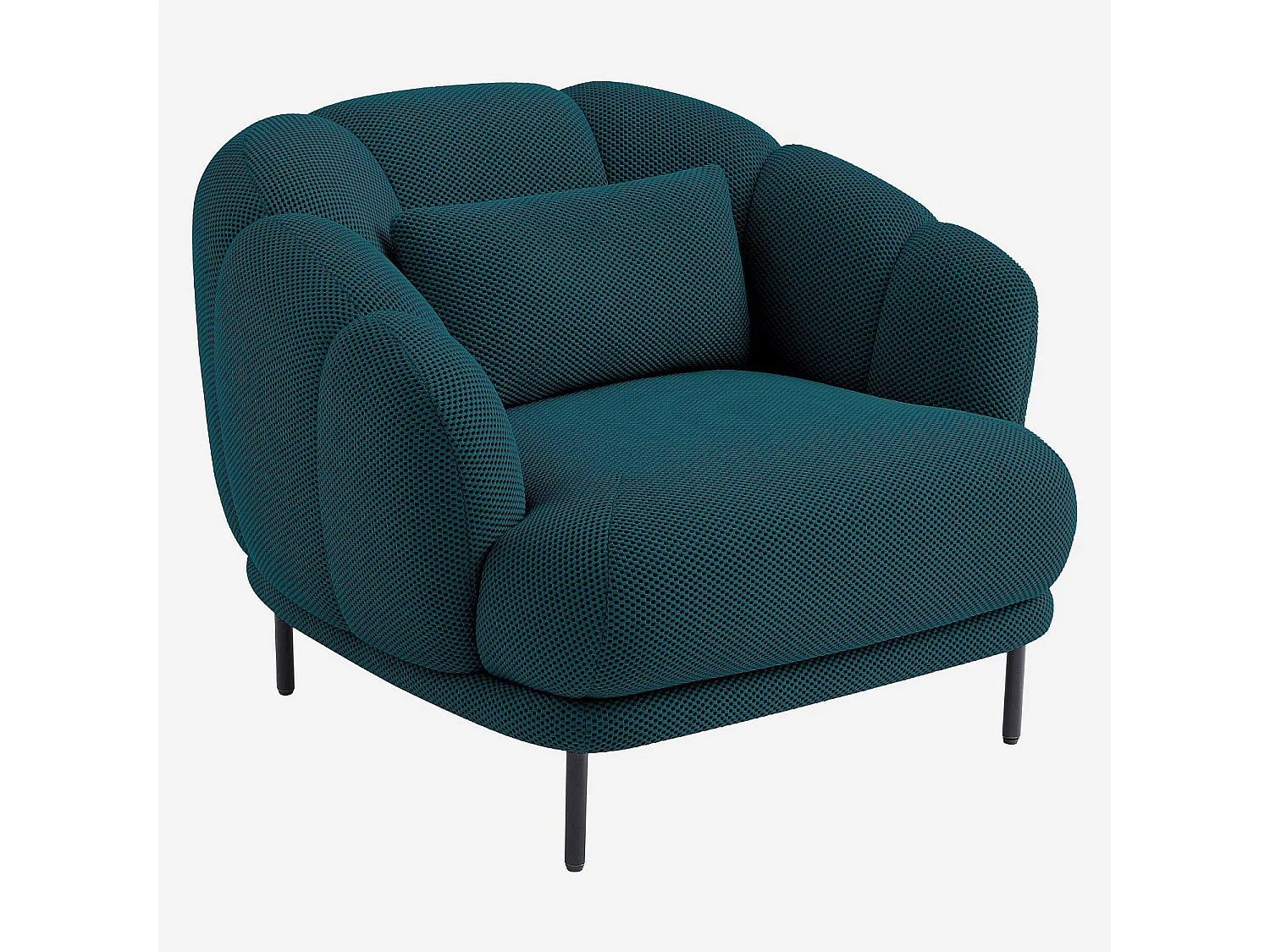 Habitat - Fauteuil en tissu 3D et métal - Bleu canard et noir - Design by Federica Francini - Paraty