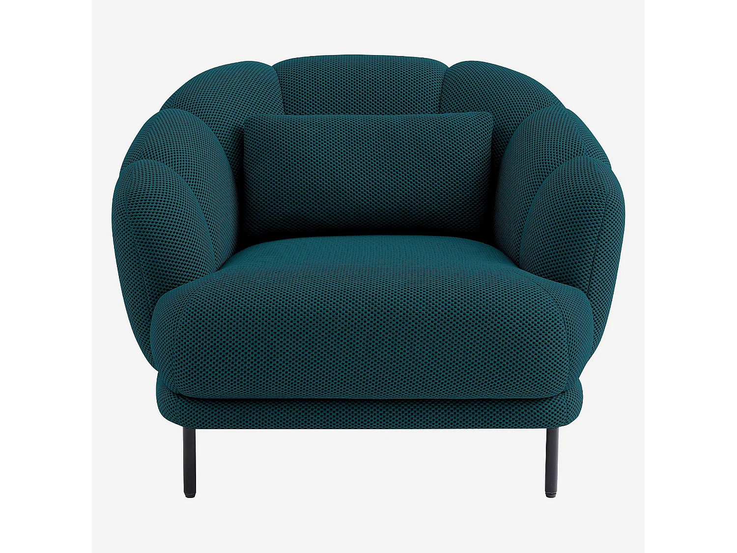 Habitat - Fauteuil en tissu 3D et métal noir - Bleu canard - Design by Federica Francini PARATY