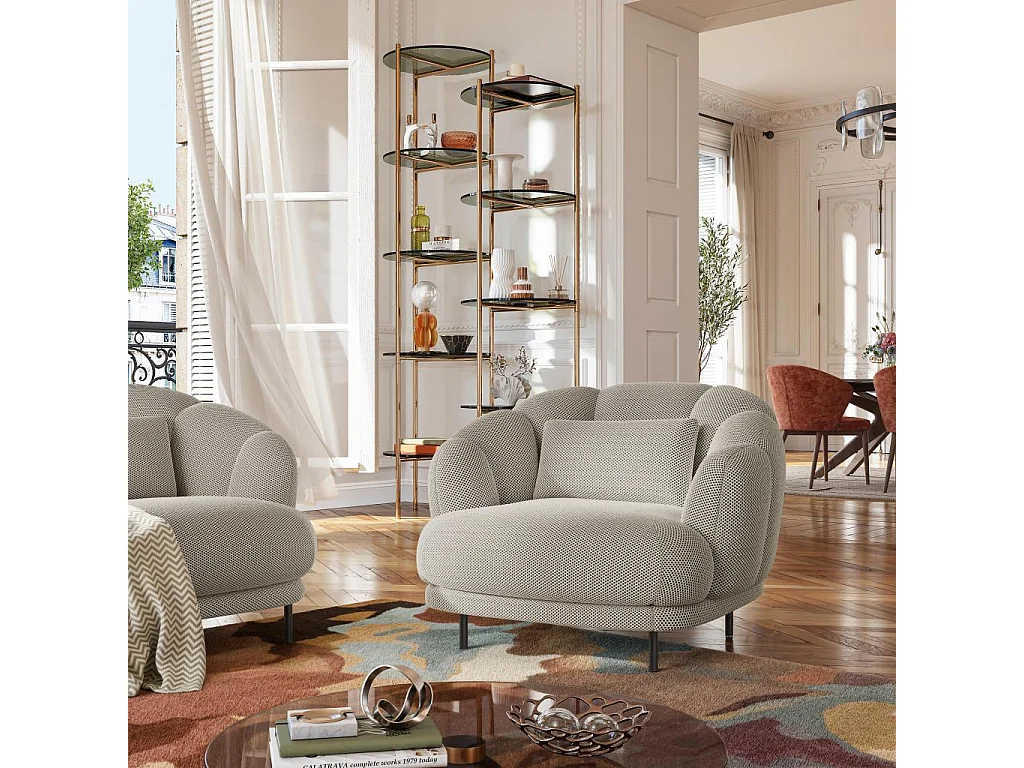 Habitat - Fauteuil en tissu 3D et métal - Sable et noir - Design by Federica Francini - Paraty