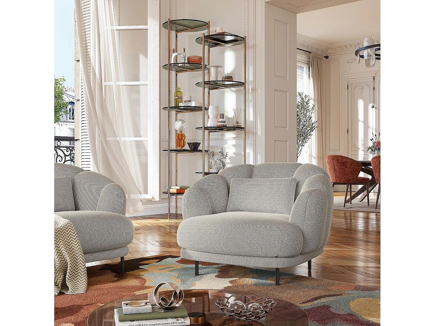 Habitat - Fauteuil en tissu 3D et métal - Sable et noir - Design by Federica Francini - Paraty