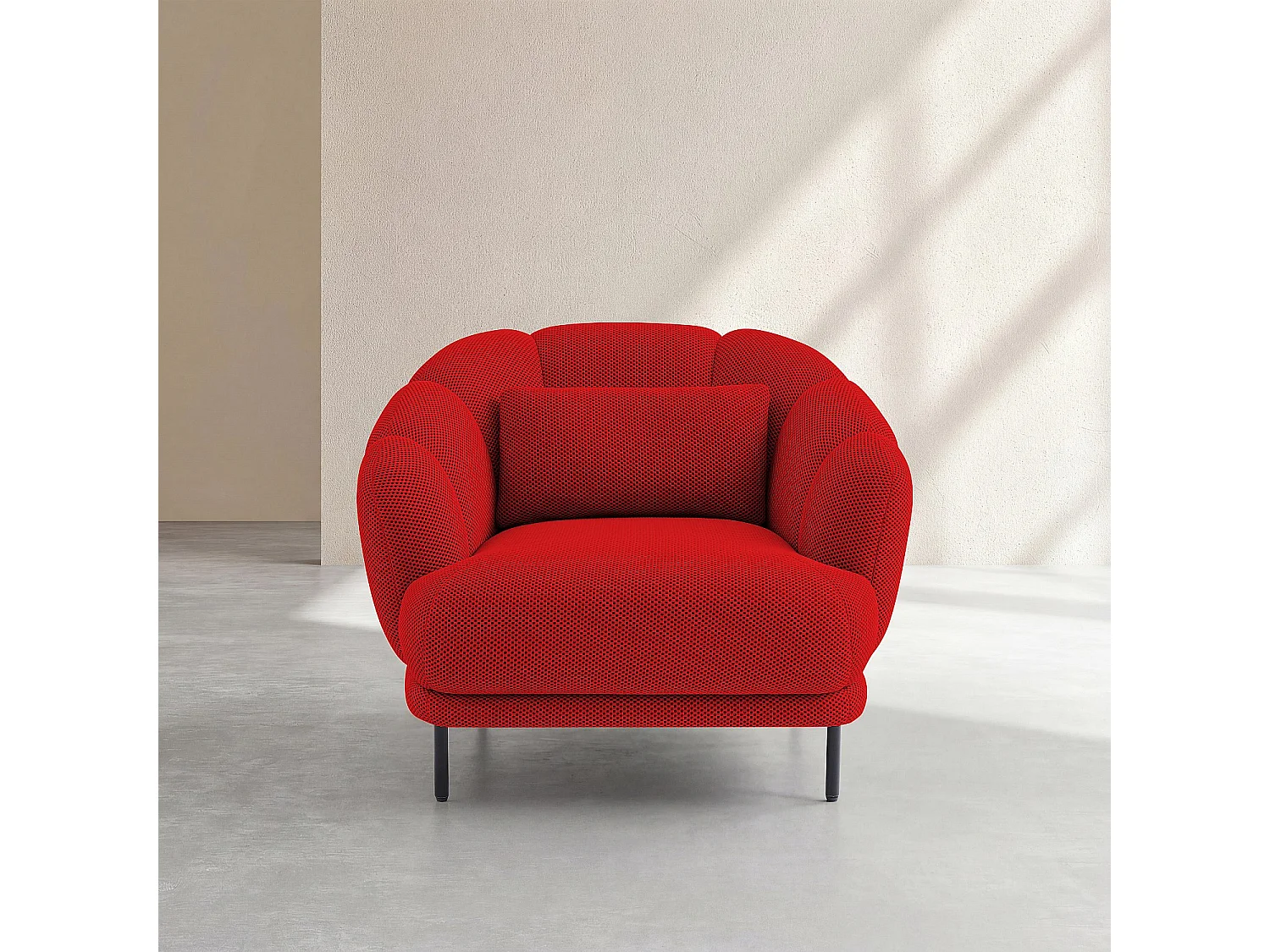 Habitat - Fauteuil en tissu 3D et métal noir - Rouge coquelicot - Design by Federica Francini PARATY