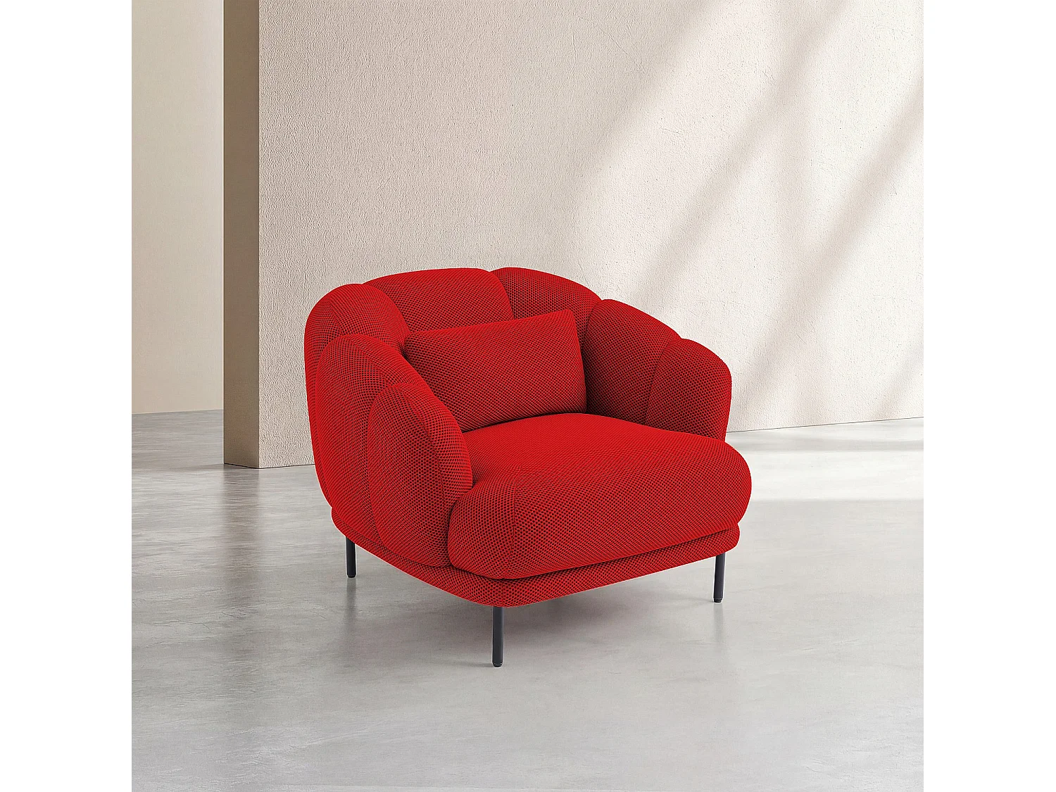 Habitat - Fauteuil en tissu 3D et métal noir - Rouge coquelicot - Design by Federica Francini PARATY