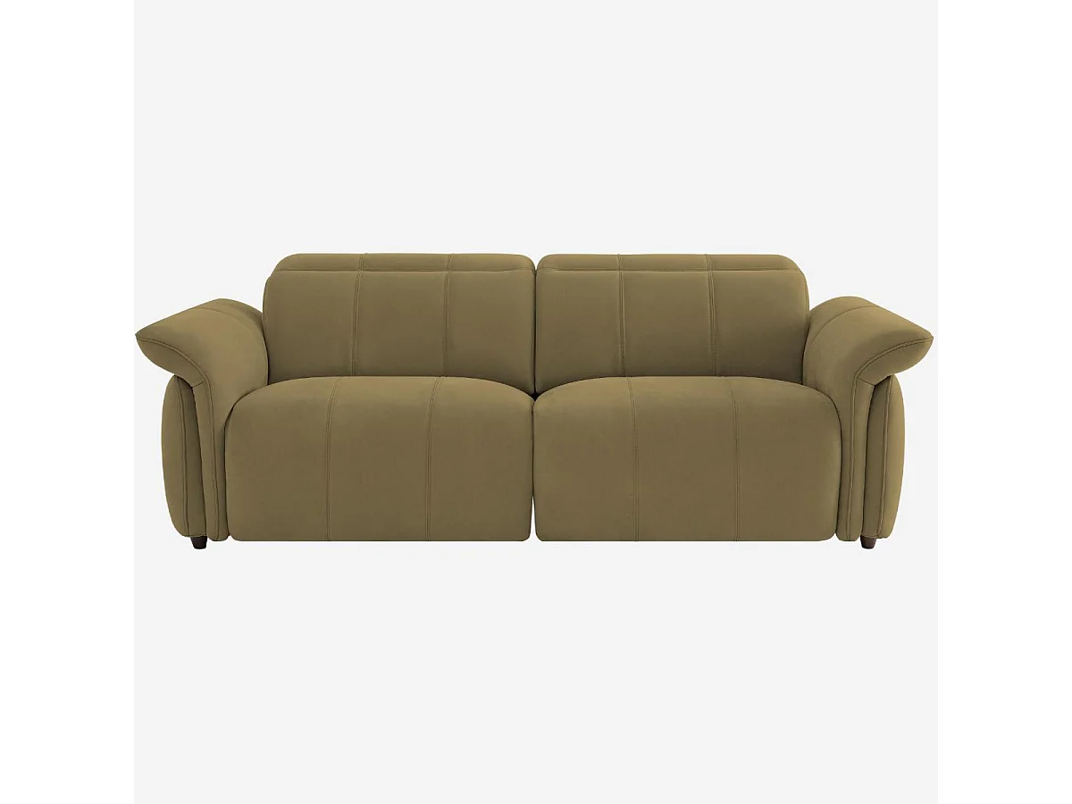 Habitat - Canapé 3 places relax électrique en suédine - Vert olive - Design by Joly Design - Brinda