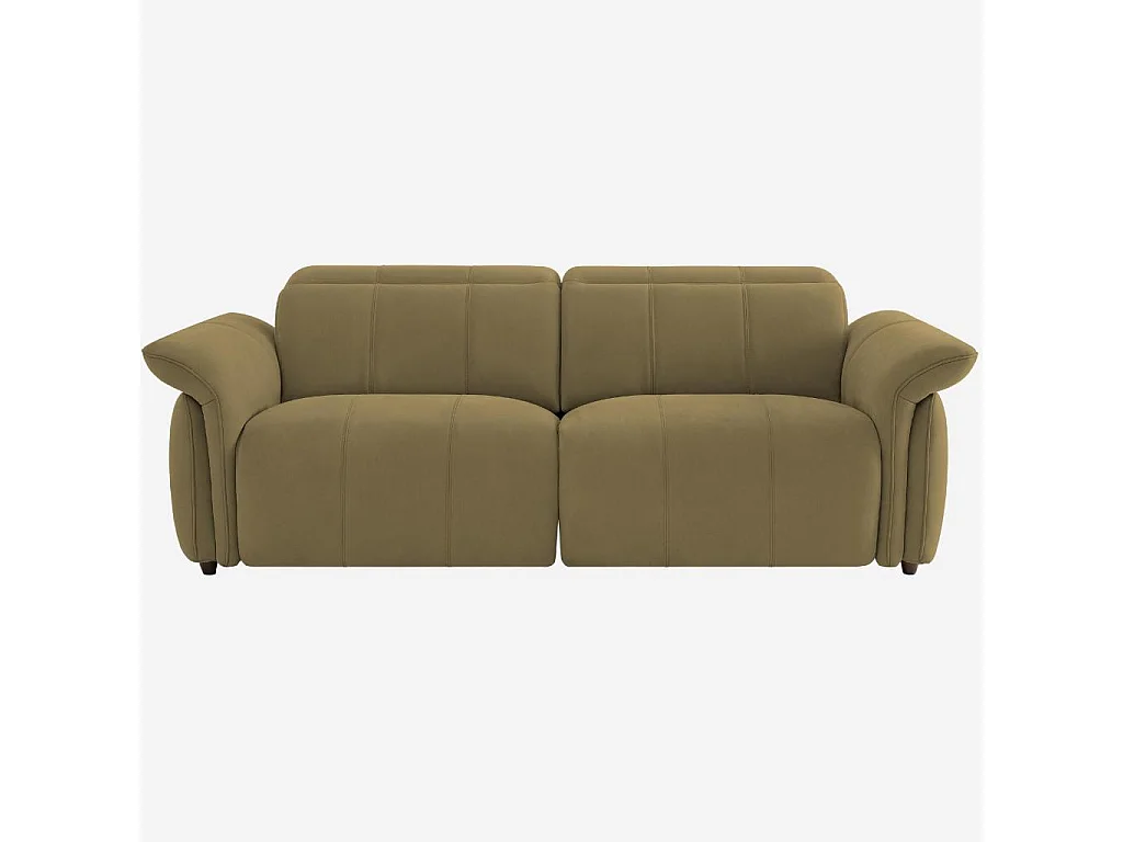 Habitat - Canapé 3 places relax électrique en suédine - Vert olive - Design by Joly Design - Brinda