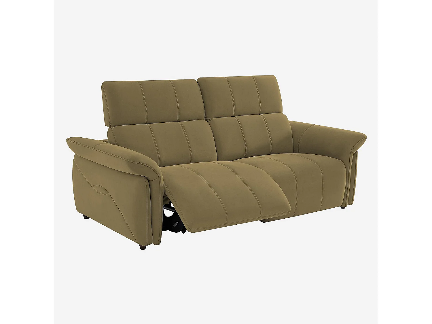 Habitat - Canapé 3 places relax électrique en suédine - Vert olive - Design by Joly Design - Brinda