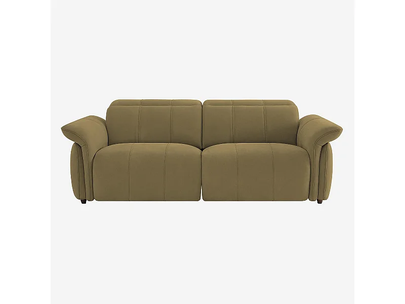 Habitat - Canapé 3 places relax électrique en suédine - Vert olive - Design by Joly Design - Brinda