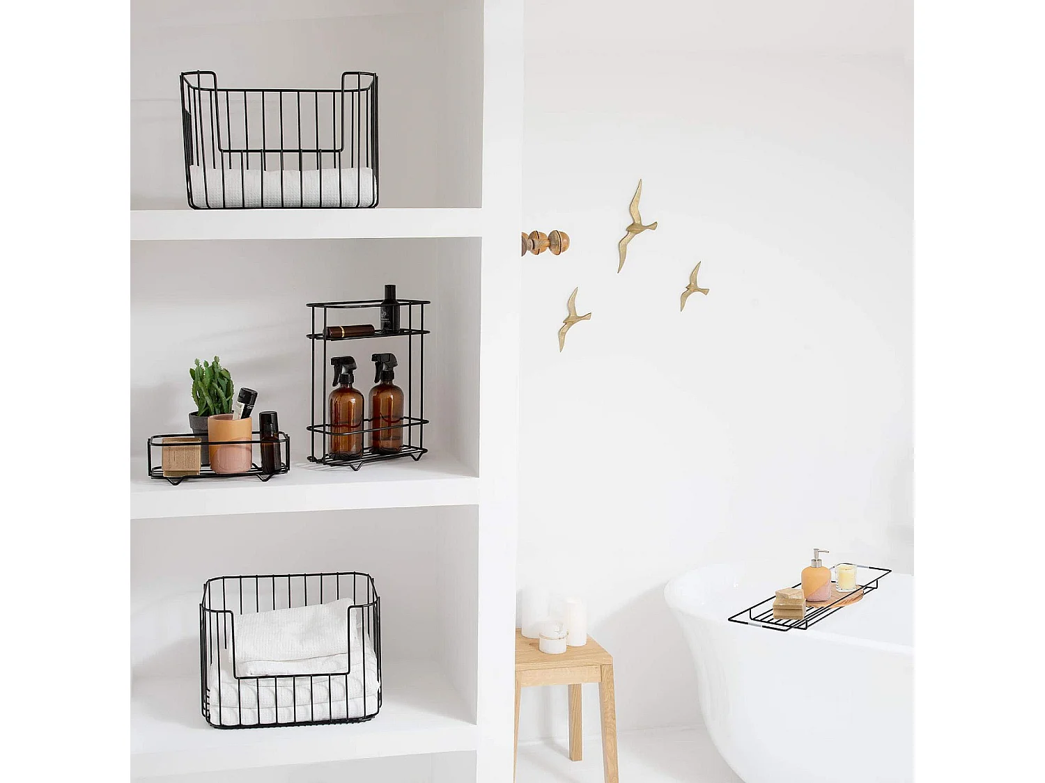 Panier de bain 2 étagères en métal - Noir