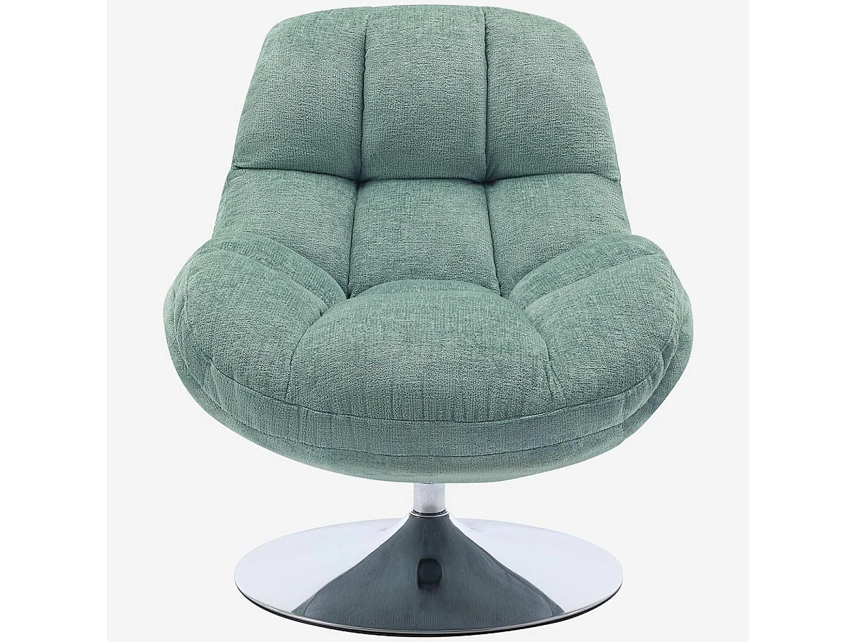 Habitat - Fauteuil pivotant en tissu chenille et métal chromé - Bleu ciel - Mogliano