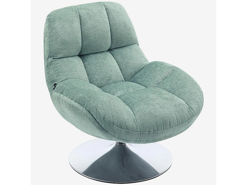 Habitat - Fauteuil pivotant en tissu chenille et métal chromé - Bleu ciel - Mogliano