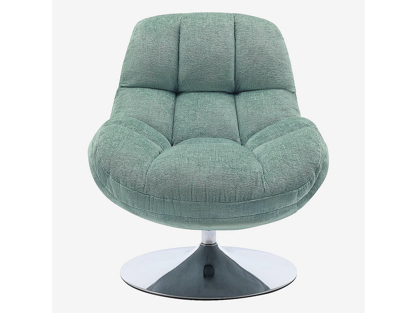 Fauteuil pivotant en tissu chenille et métal chromé - Bleu ciel