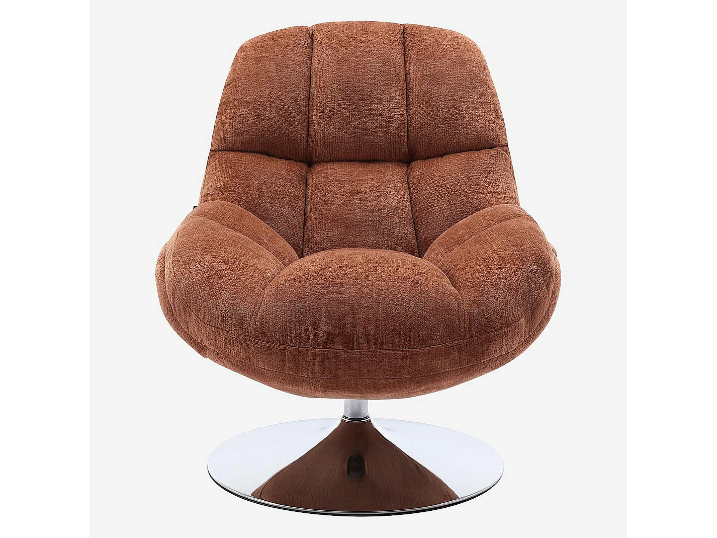 Fauteuil pivotant en tissu chenille et métal chromé - Terracotta