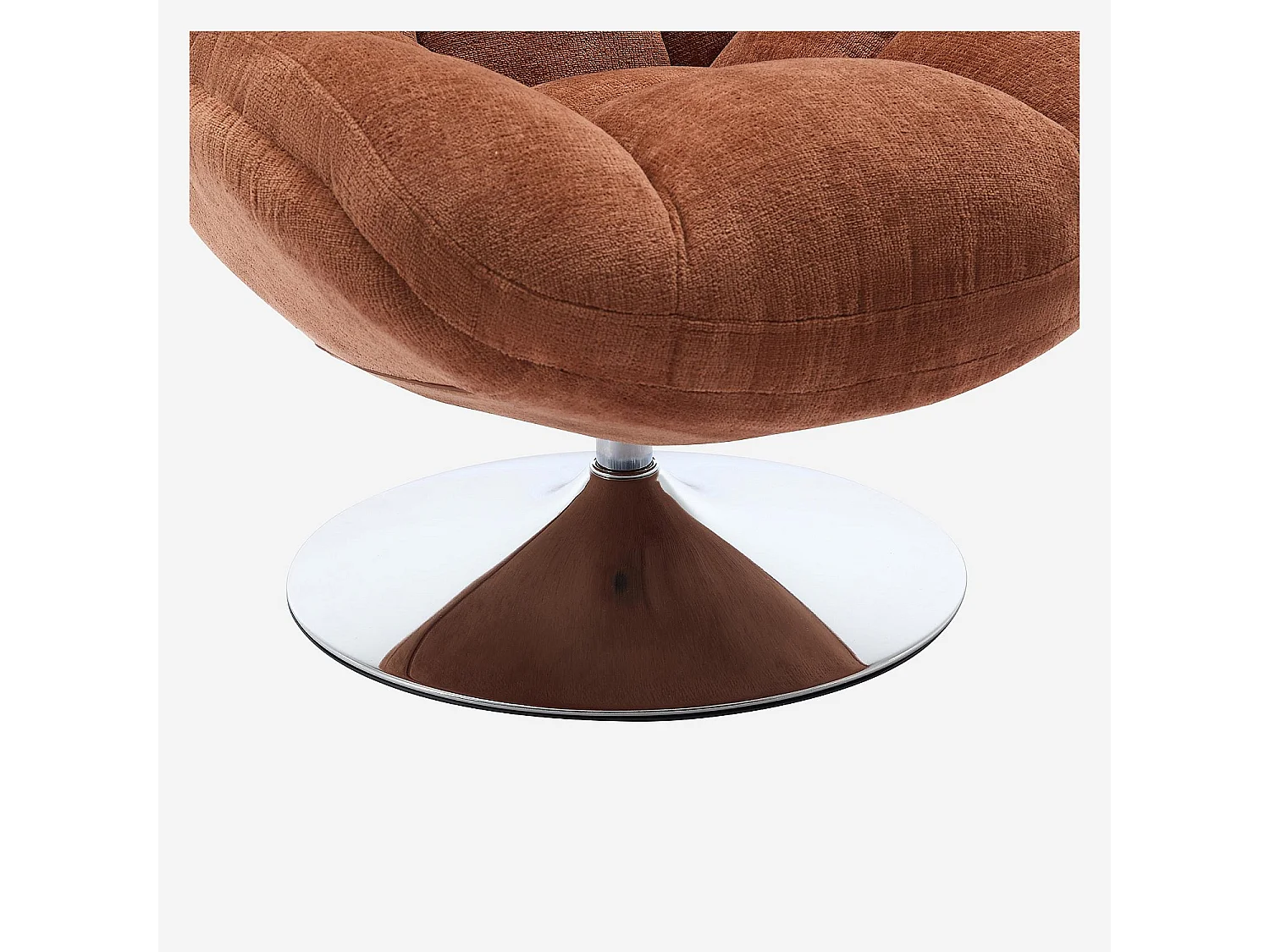 Fauteuil pivotant en tissu chenille et métal chromé - Terracotta