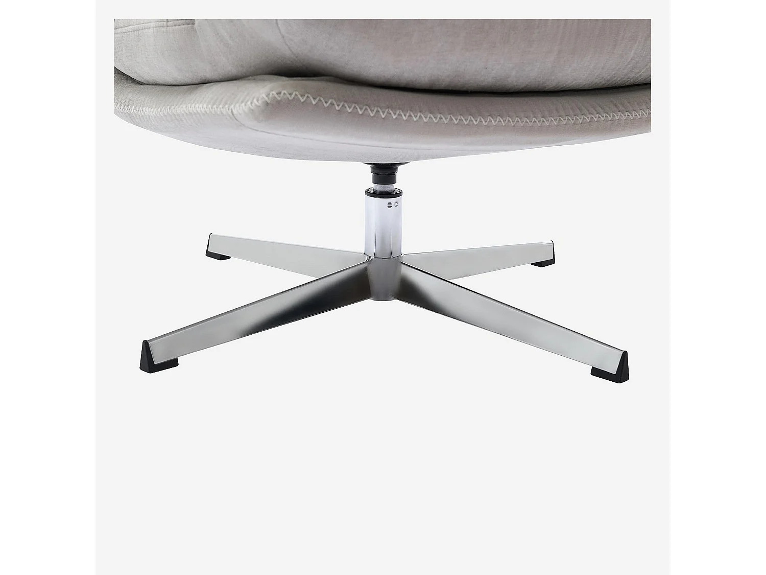 Fauteuil pivotant avec repose-pieds en tissu et métal chromé - Gris polaire