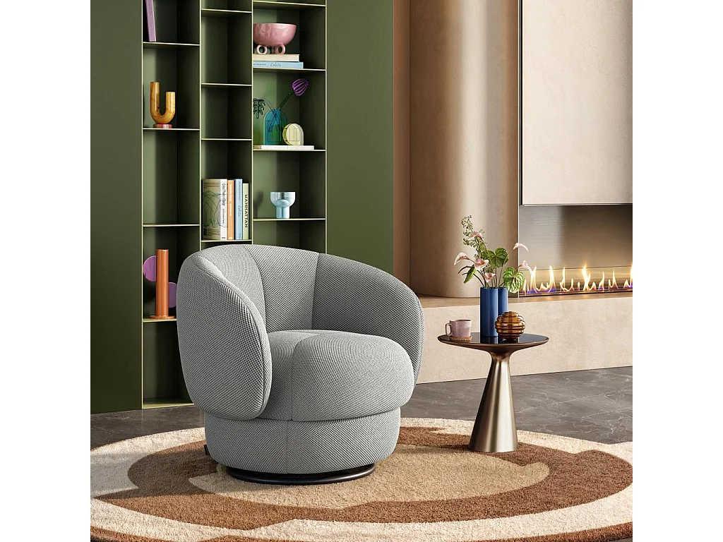 Habitat - Fauteuil pivotant en tissu 3D - Gris platine - Somio