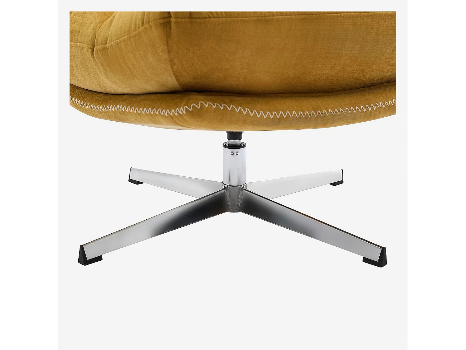 Habitat - Fauteuil pivotant avec repose-pieds en tissu et métal chromé - Jaune ocre ODERZO