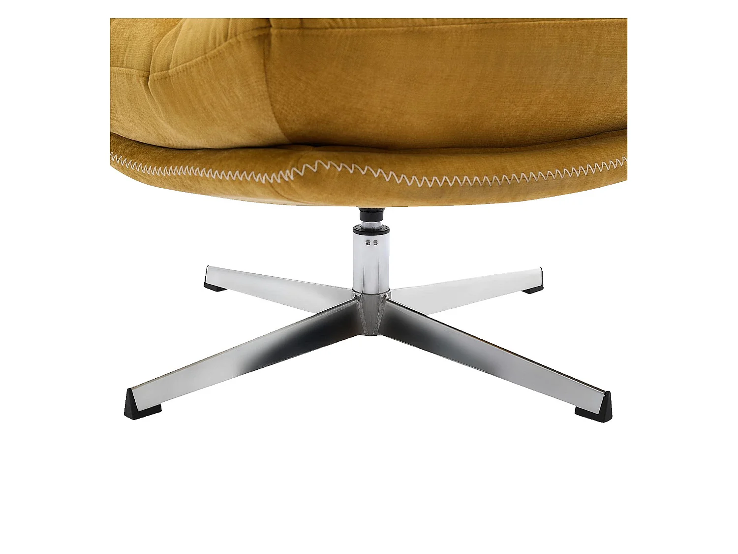 Habitat - Fauteuil pivotant avec repose-pieds en tissu et métal chromé - Jaune ocre - Oderzo