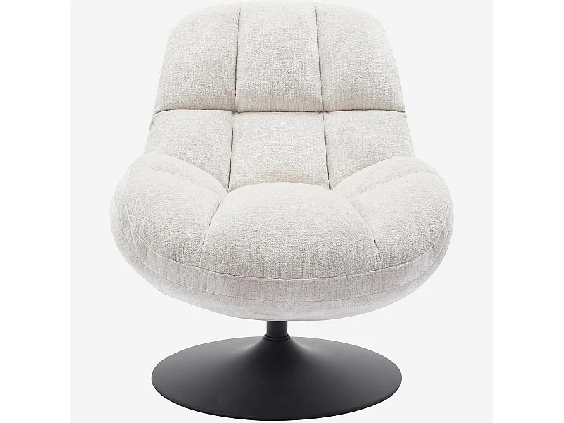 Habitat - Fauteuil pivotant en tissu chenille et métal mat - Crème et noir - Mogliano