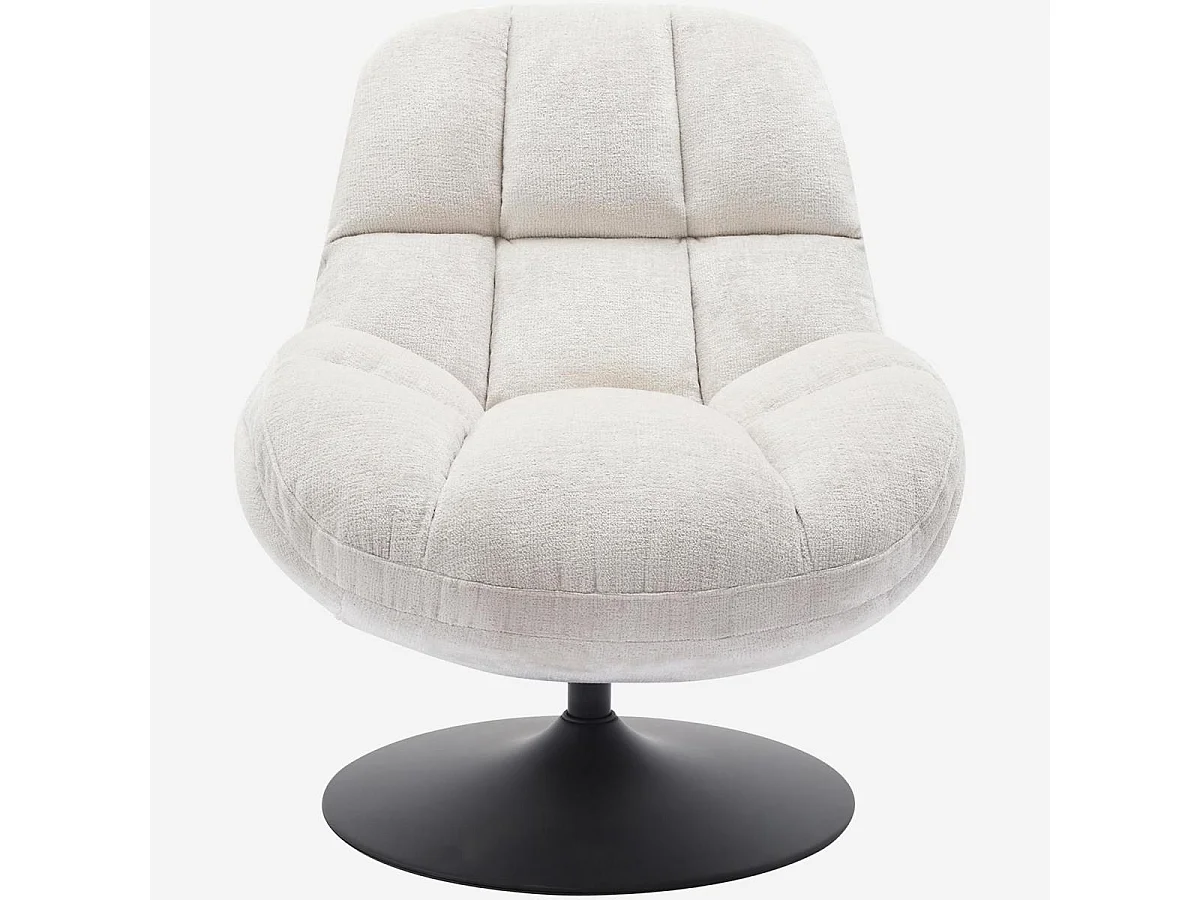 Habitat - Fauteuil pivotant en tissu chenille et métal mat - Crème et noir - Mogliano