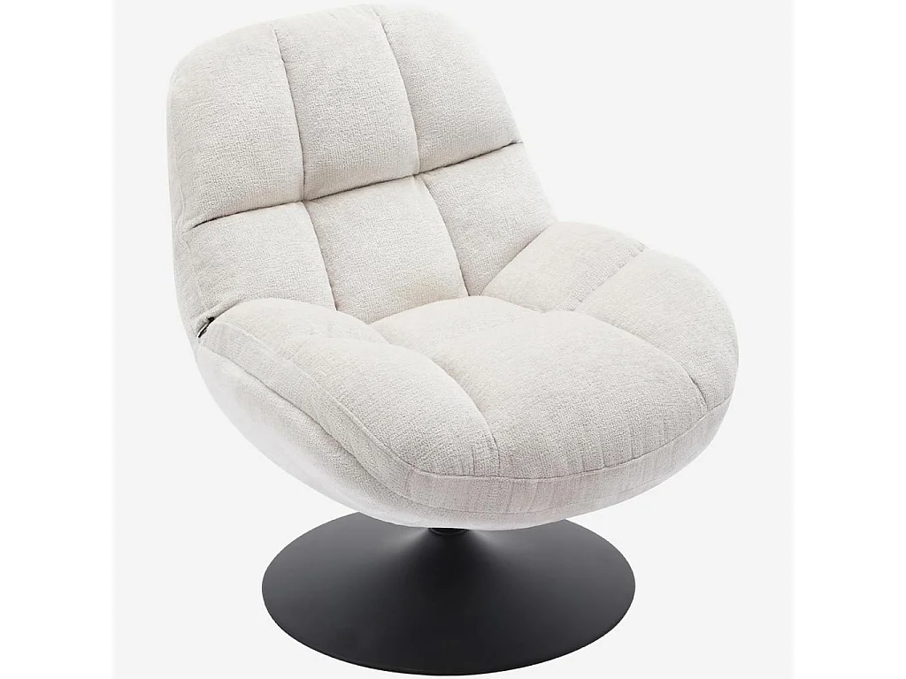 Habitat - Fauteuil pivotant en tissu chenille et métal mat - Crème et noir - Mogliano