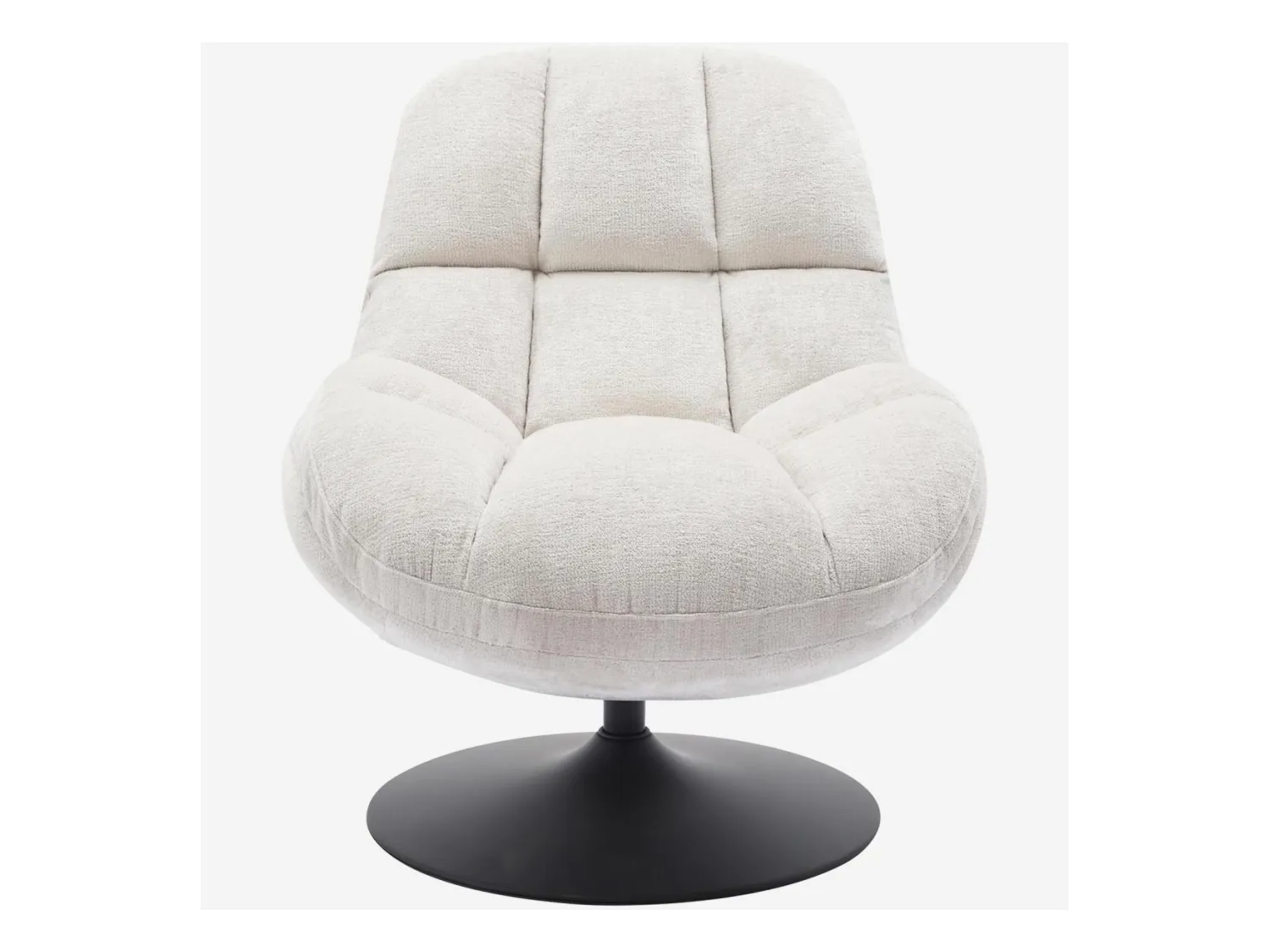 Habitat - Fauteuil pivotant en tissu chenille et métal mat - Crème et noir - Mogliano