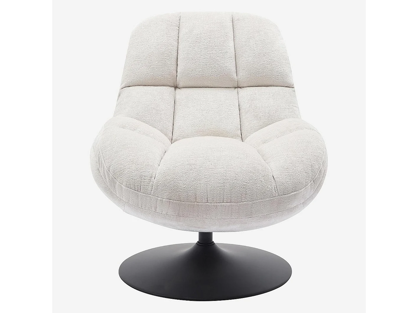 Fauteuil pivotant en tissu chenille et métal noir mat - Crème et noir