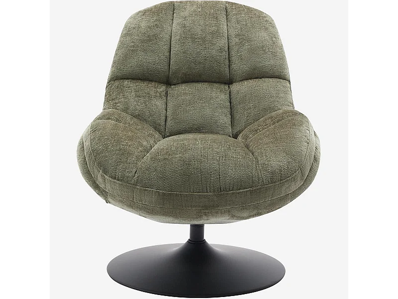 Habitat - Fauteuil pivotant en tissu chenille et métal mat - Vert kaki et noir - Mogliano