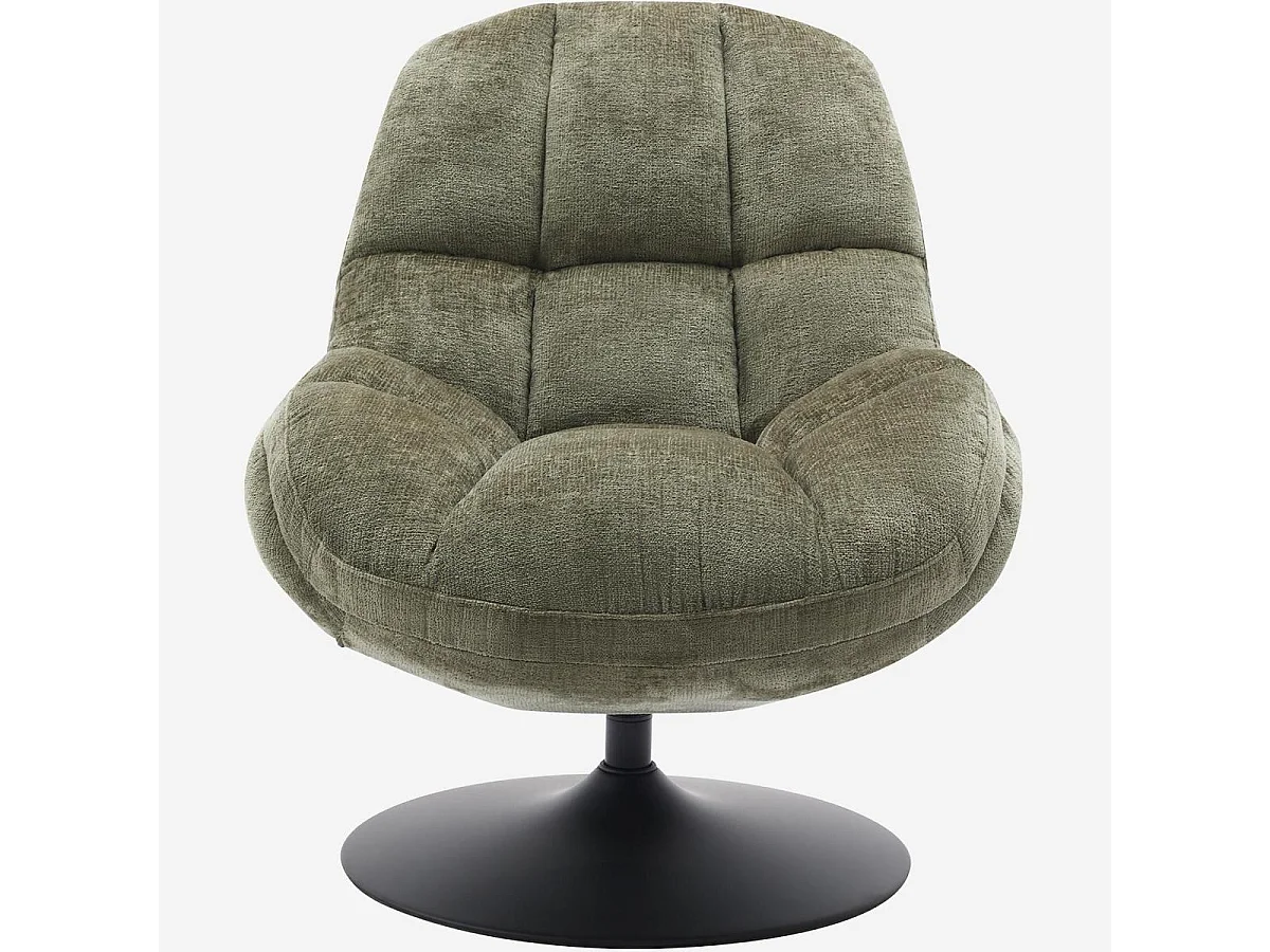 Habitat - Fauteuil pivotant en tissu chenille et métal mat - Vert kaki et noir - Mogliano