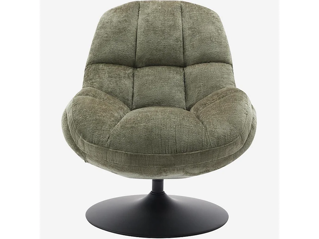Habitat - Fauteuil pivotant en tissu chenille et métal mat - Vert kaki et noir - Mogliano
