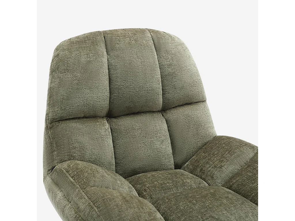 Habitat - Fauteuil pivotant en tissu chenille et métal mat - Vert kaki et noir - Mogliano