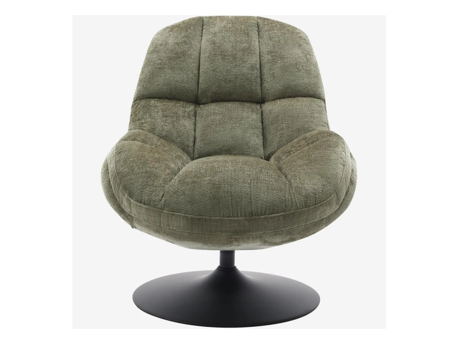 Habitat - Fauteuil pivotant en tissu chenille et métal mat - Vert kaki et noir - Mogliano