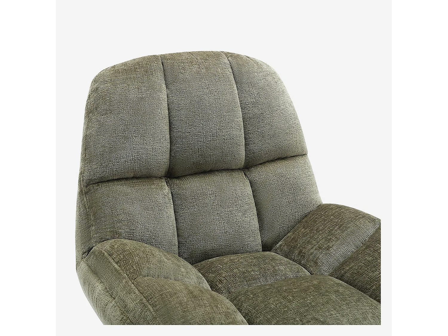 Fauteuil pivotant en tissu chenille et métal noir mat - Vert kaki et noir