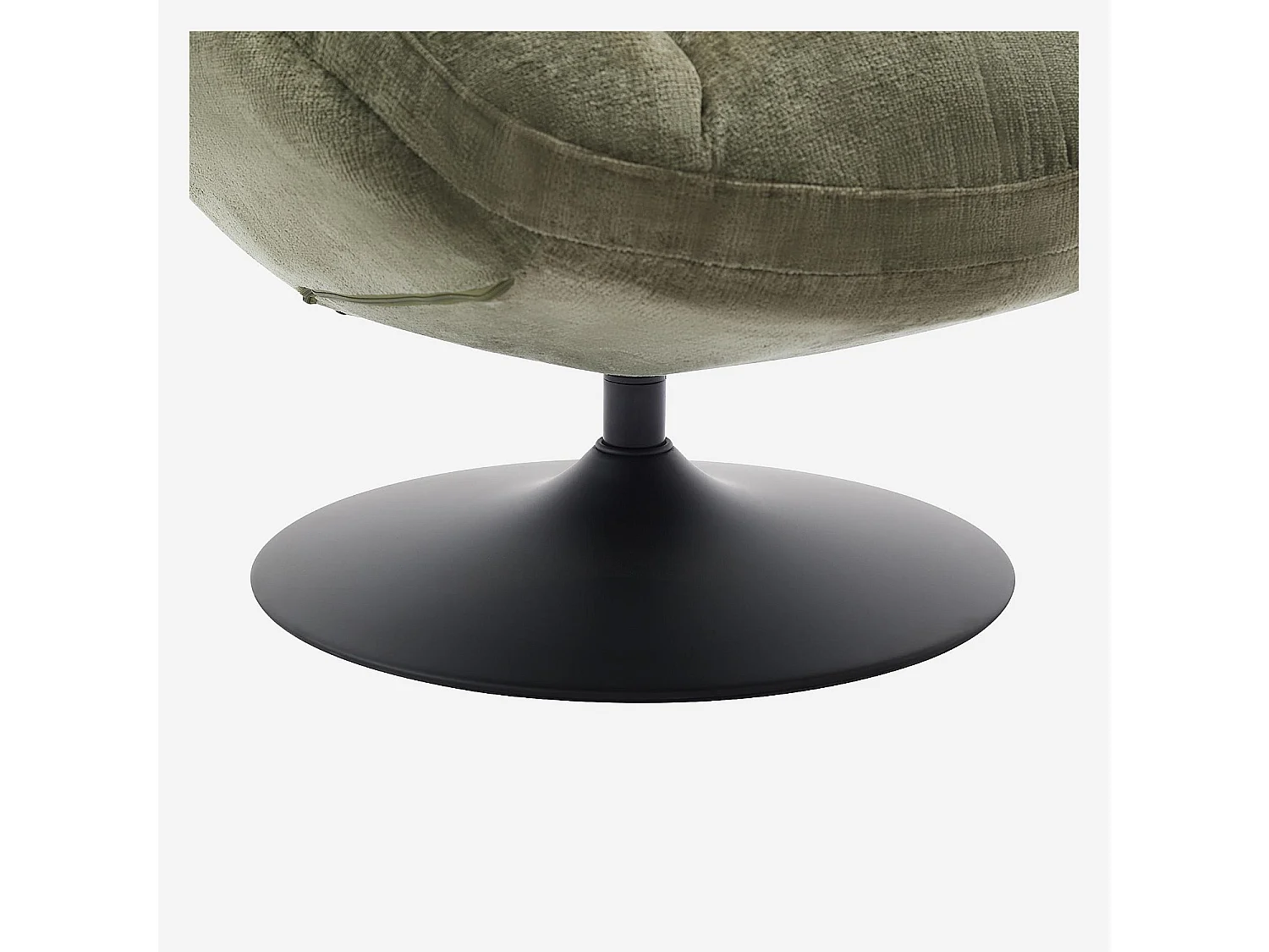 Fauteuil pivotant en tissu chenille et métal noir mat - Vert kaki et noir