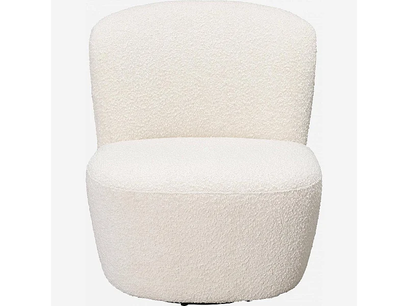 Habitat - Fauteuil pivotant en tissu bouclette - Blanc - Pauline