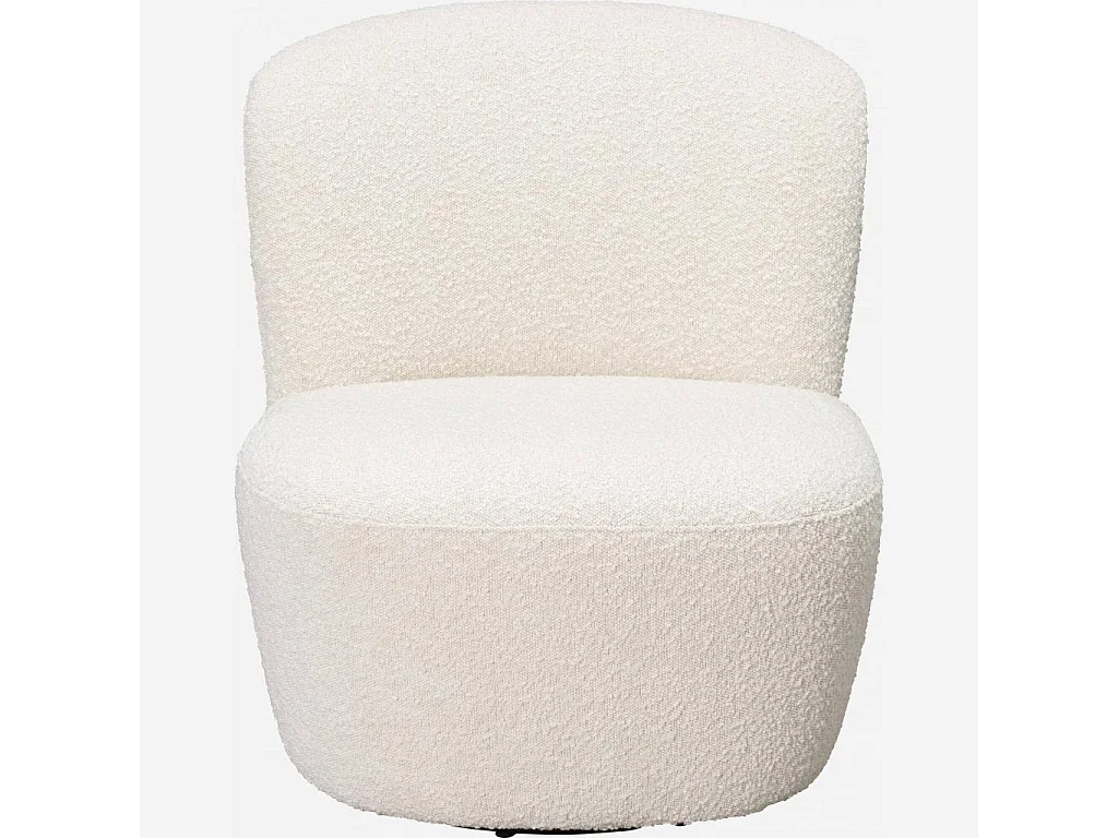 Habitat - Fauteuil pivotant en tissu bouclette - Blanc - Pauline