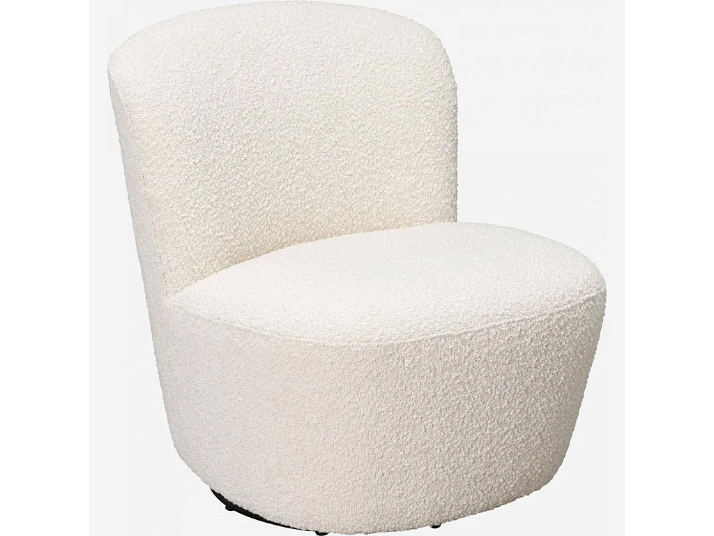 Habitat - Fauteuil pivotant en tissu bouclette - Blanc - Pauline