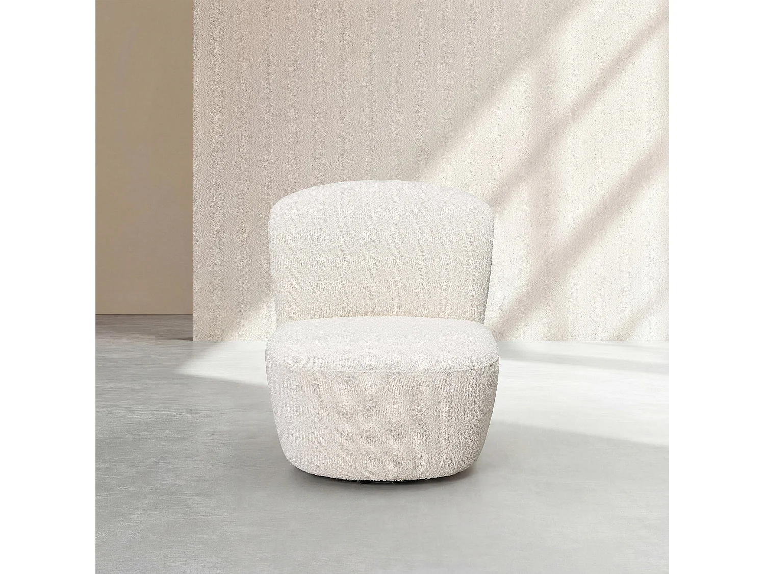 Fauteuil pivotant en tissu bouclette - Blanc