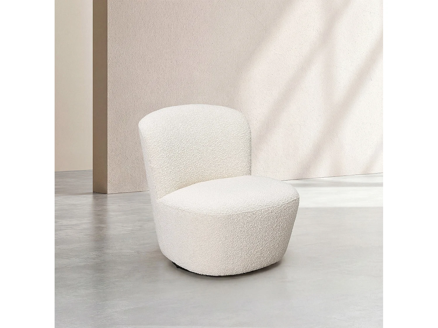 Fauteuil pivotant en tissu bouclette - Blanc