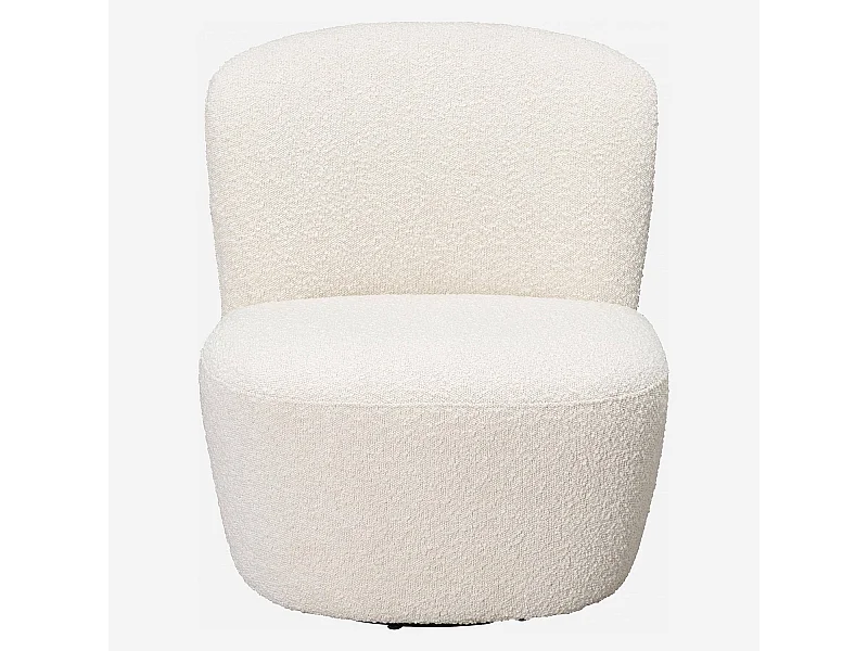 Habitat - Fauteuil pivotant en tissu bouclette - Blanc - Pauline