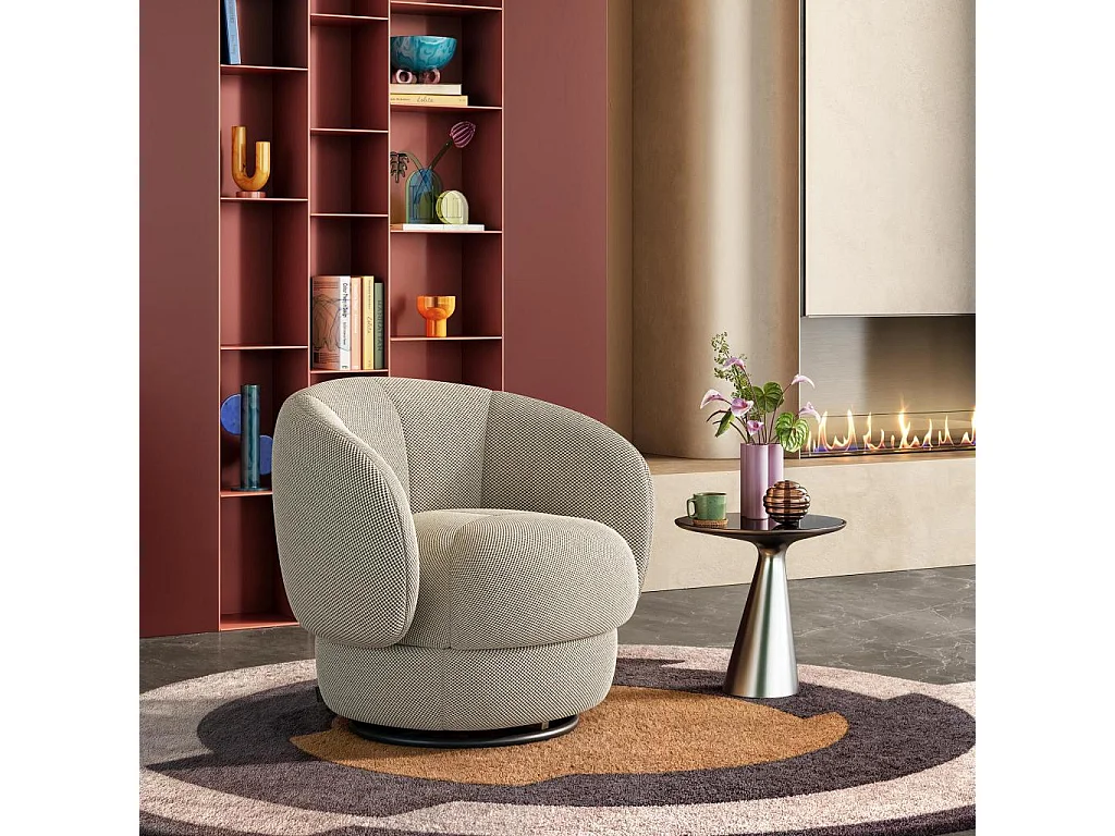 Habitat - Fauteuil pivotant en tissu 3D - Sable - Somio