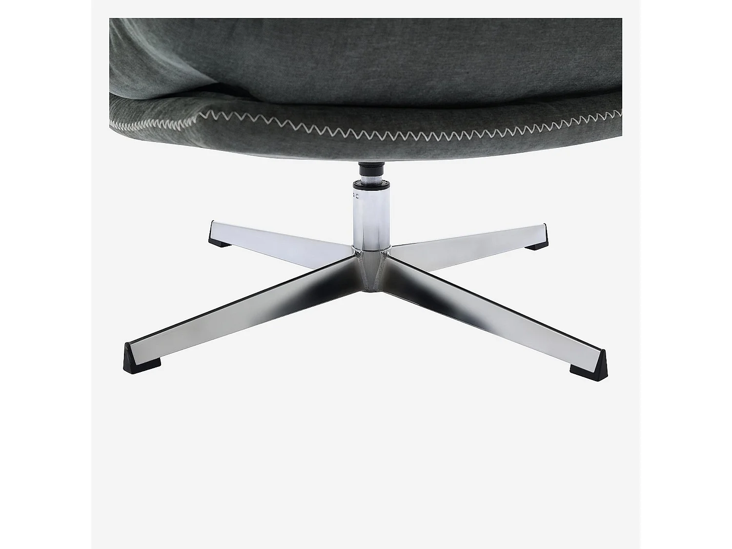 Fauteuil pivotant avec repose-pieds en tissu et métal chromé - Vert sapin