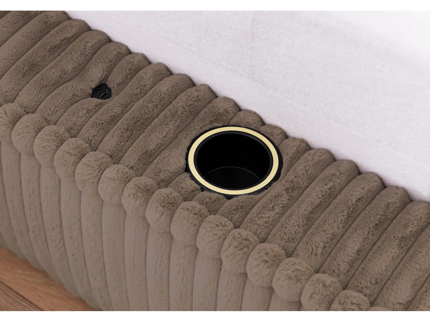 POLSTERBETT mit Bettkasten USB Torna 200x200 cm, Beige