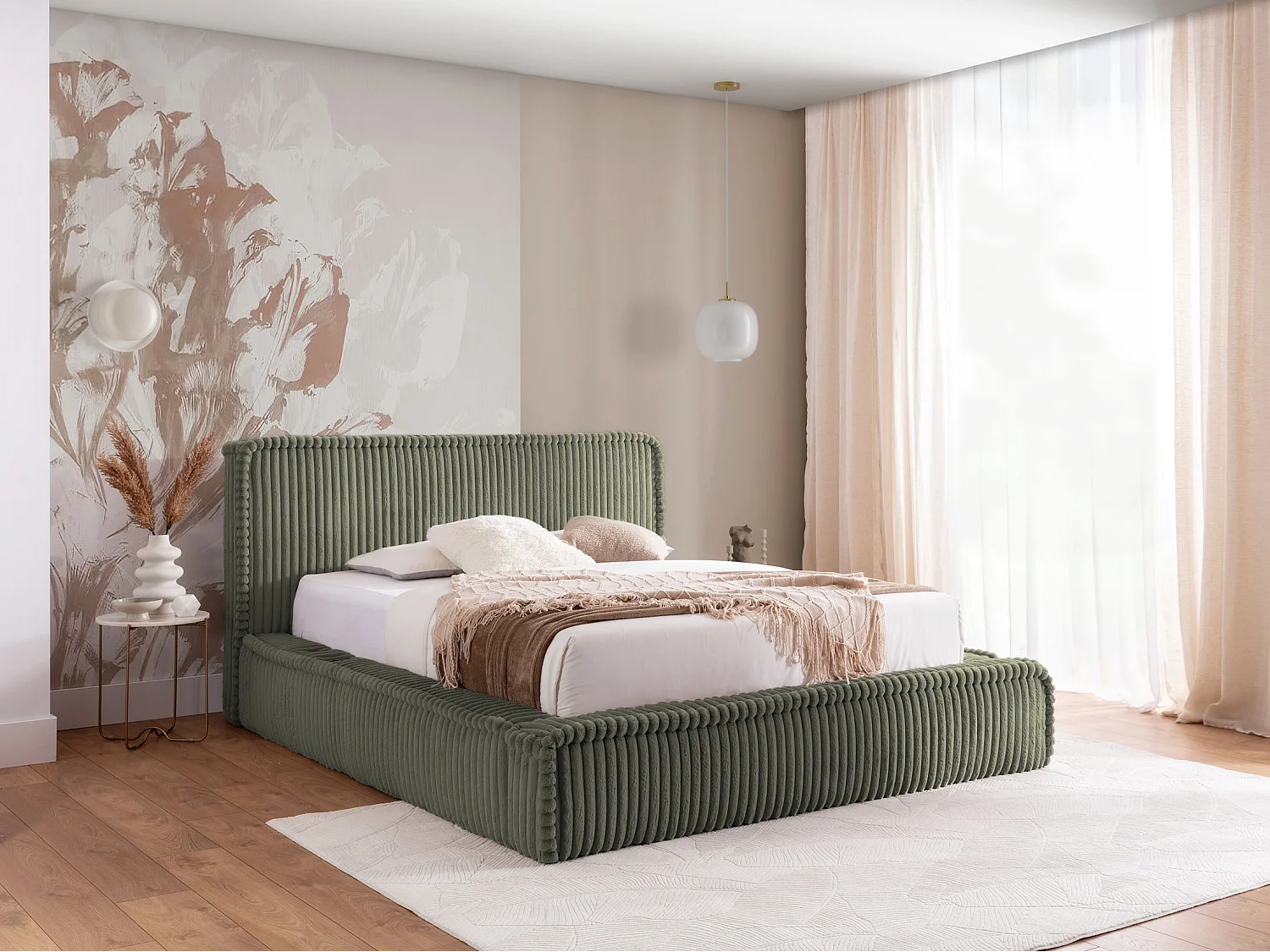 POLSTERBETT mit Bettkasten USB Torna 140x200 cm, Grün