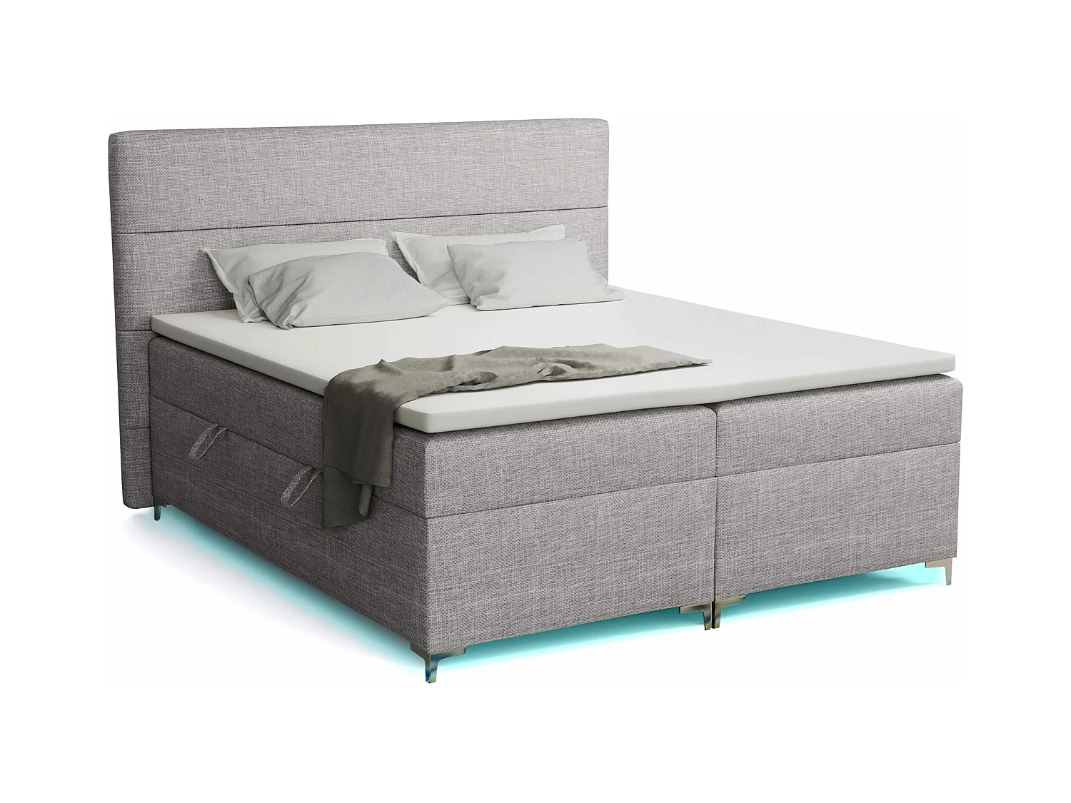 Lit boxspring avec surmatelas Verdalen LED, 200x200 cm, Lux 05 (Gris clair)