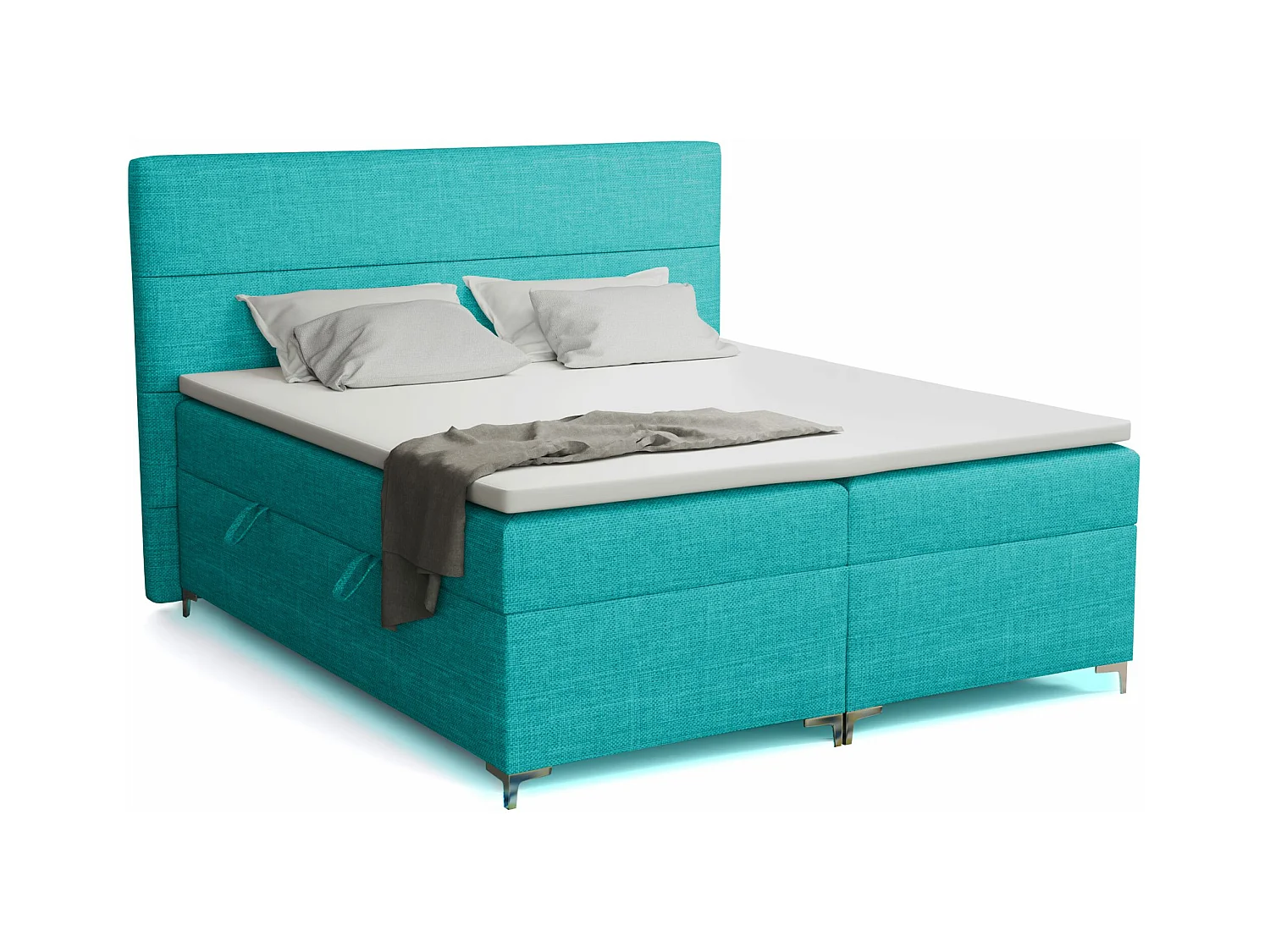 Lit boxspring avec surmatelas Verdalen LED, 180x200 cm, Orinoco 85 (Bleu turquoise)