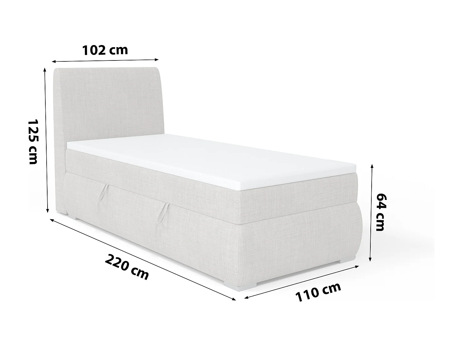 BOXSPRINGBETT mit Bettkasten Buffalo Mini Seite Rechts 100x200 cm, Fancy 36 (Grün)
