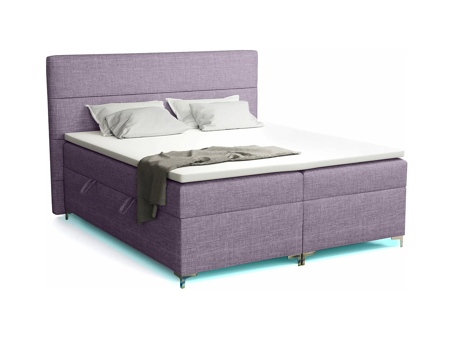 Lit boxspring avec surmatelas Verdalen LED, 180x200 cm, Orinoco 64 (Violet foncé)