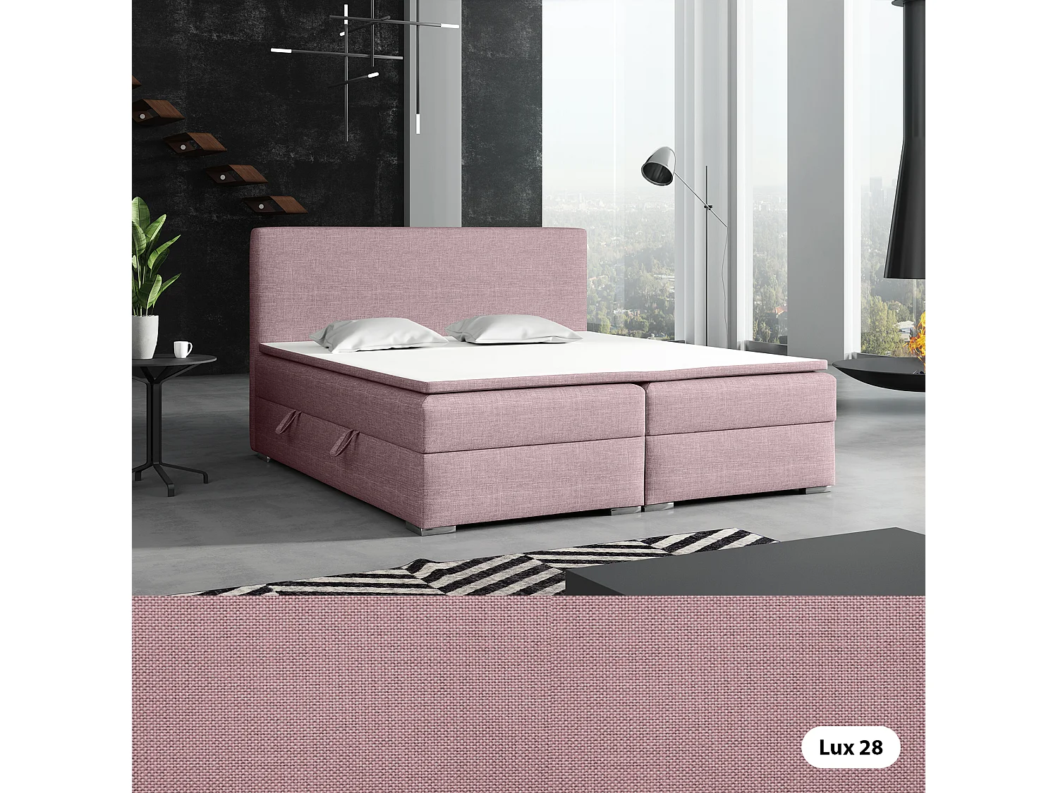 BOXSPRINGBETT mit Bettkästen Laval 160x200 cm, Lux 28 (Hellrosa)