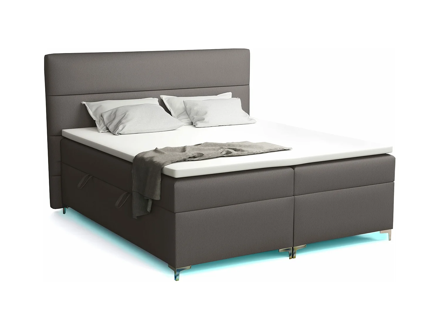 Boxspringbett mit Topper Verdalen  LED, 180x200 cm,  Soft 20 (Grau)