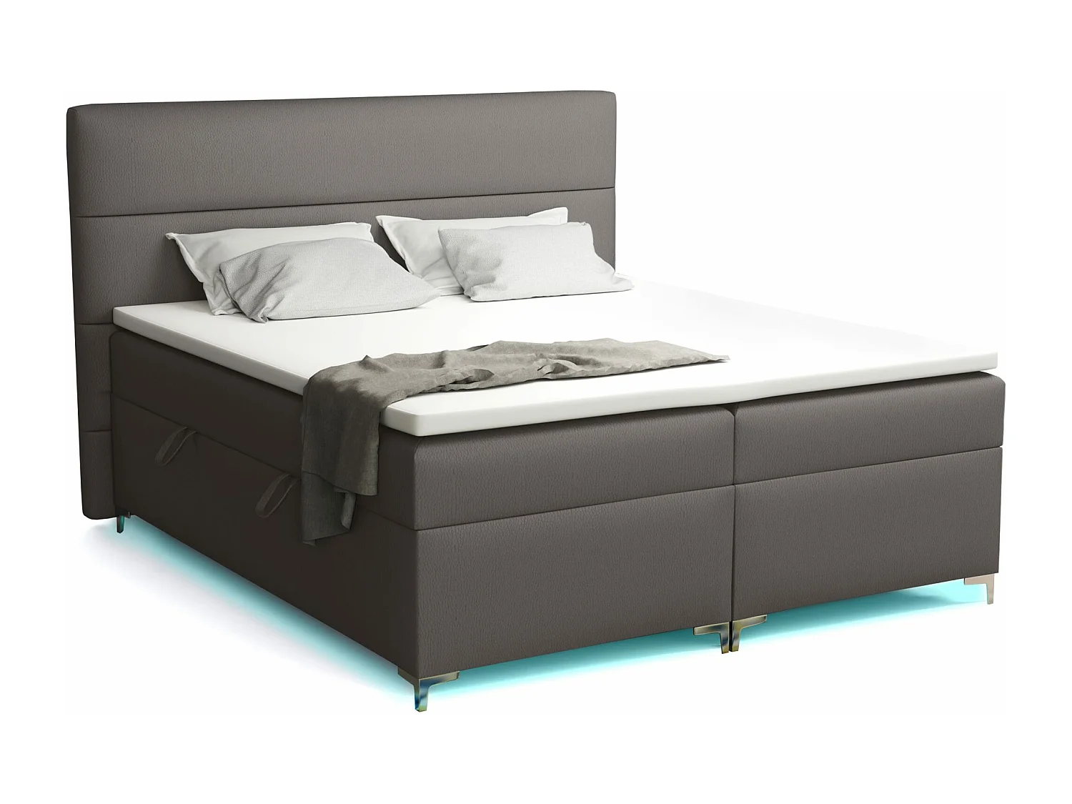 Lit boxspring avec surmatelas Verdalen LED, 180x200 cm, Soft 20 (Gris)